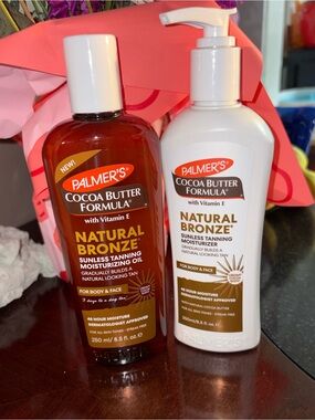 Cocoa Butter Formula Natural Bronze Sunless Tanning Oil & moisturizer set new